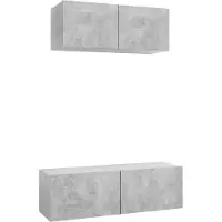The Living Store 2-tlg. TV-Schrank-Set Betongrau Holzwerkstoff