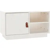 The Living Store TV-Schrank Weiß 70x34x40 cm Massivholz Kiefer