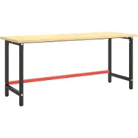 The Living Store Werkbankgestell Mattschwarz und Mattrot 180x57x79 cm Metall