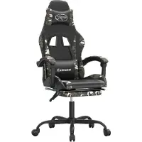 The Living Store Gamingstuhl mit Fußstütze Drehbar Schwarz Tarnfarben Kunstleder