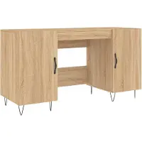 The Living Store Schreibtisch Sonoma-Eiche 140x50x75 cm Holzwerkstoff