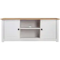 The Living Store TV-Schrank Weiß 120x40x50 cm Massivholz Panama-Kiefer