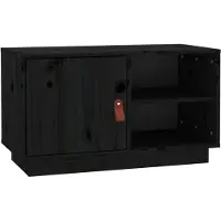 The Living Store TV-Schrank Schwarz 70x34x40 cm Massivholz Kiefer