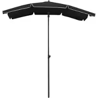 The Living Store Sonnenschirm mit Mast 200x130 cm Schwarz
