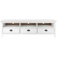 The Living Store TV-Schrank Hill Weiß 158x40x47 cm Massivholz Kiefer