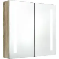 The Living Store LED-Bad-Spiegelschrank Eichenoptik 62x14x60 cm
