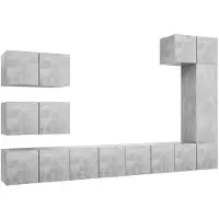 The Living Store 8-tlg. TV-Schrank-Set Betongrau Holzwerkstoff