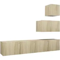 The Living Store 4-tlg. TV-Schrank-Set Sonoma-Eiche Holzwerkstoff