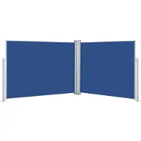 The Living Store Ausziehbare Seitenmarkise Blau 140 x 1000 cm