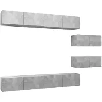 The Living Store 6-tlg. TV-Schrank-Set Betongrau Holzwerkstoff