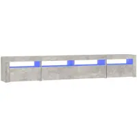 The Living Store TV-Schrank mit LED-Leuchten Betongrau 240x35x40 cm