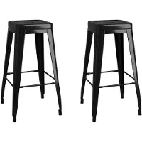 The Living Store Barhocker Stapelbar 2 Stk. Schwarz Metall