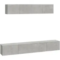 The Living Store 4-tlg. TV-Schrank-Set Betongrau Holzwerkstoff