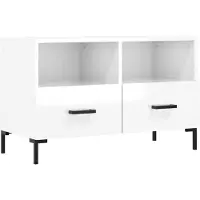 The Living Store TV-Schrank Hochglanz-Weiß 80x36x50 cm Holzwerkstoff