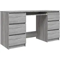 The Living Store Schreibtisch Grau Sonoma 140x50x77 cm Holzwerkstoff