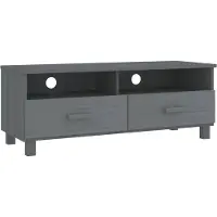 The Living Store TV-Schrank HAMAR Dunkelgrau 106x40x40 cm Massivholz Kiefer