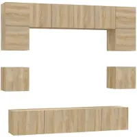 The Living Store 8-tlg. TV-Schrank-Set Sonoma-Eiche Holzwerkstoff