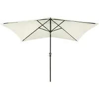The Living Store Sonnenschirm mit LEDs und Stahl-Mast Sandfarben 2x3 m