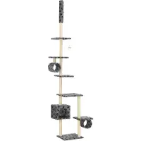 The Living Store Katzen-Kratzbaum mit Sisal-Kratzsäulen 260cm Grau Pfotenabdruck