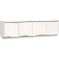 The Living Store TV-Schrank Weiß 156x37x45 cm Massivholz Kiefer