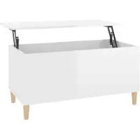 The Living Store Couchtisch Hochglanz-Weiß 90x44,5x45 cm Holzwerkstoff