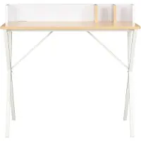The Living Store Schreibtisch Weiß und Natur 80x50x84 cm