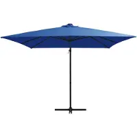 The Living Store Ampelschirm mit LED-Leuchten und Stahlmast 250x250cm Azurblau