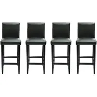 The Living Store Barshocker 4 Stk. Schwarz Kunstleder
