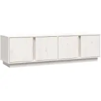 The Living Store TV-Schrank Weiß 140x40x40 cm Massivholz Kiefer