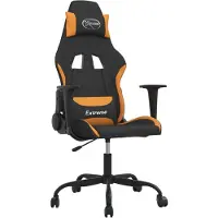 The Living Store Gaming-Stuhl mit Massagefunktion Schwarz und Orange Stoff