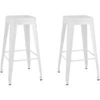 The Living Store Barhocker Stapelbar 2 Stk. Weiß Metall