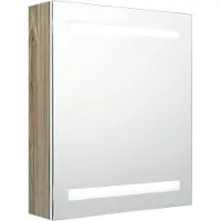 The Living Store LED-Bad-Spiegelschrank Weiß und Eichen-Optik 50x14x60 cm