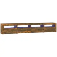 The Living Store TV-Schrank mit LED-Leuchten Räuchereiche 240x35x40 cm