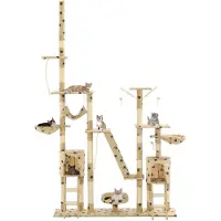 The Living Store Katzen-Kratzbaum Sisal 230 - 250 cm Pfoten-Aufdruck Beige