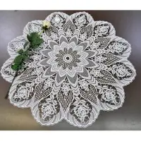Stickereien Plauen Tischdecke "Rosentraum" Gr. 1, weiß (wollweiß), Ø:30cm, Polyester, Tischdecken, Tischdecke