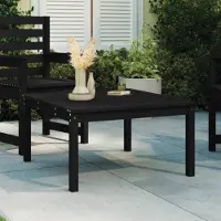 The Living Store Gartentisch Schwarz 82,5x82,5x45 cm Massivholz Kiefer
