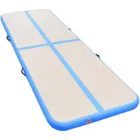 The Living Store Aufblasbare Gymnastikmatte mit Pumpe 700x100x10 cm PVC Blau
