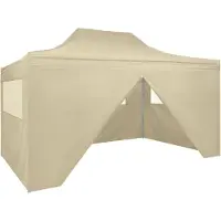 The Living Store Faltzelt Pop-Up mit 4 Seitenteilen 3 x 4,5 m Cremeweiß