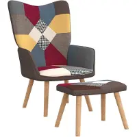 The Living Store Relaxsessel mit Hocker Patchwork Stoff