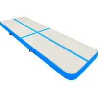 The Living Store Aufblasbare Gymnastikmatte mit Pumpe 300x100x15 cm PVC Blau