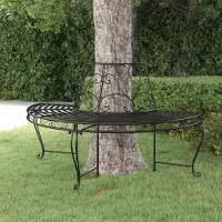 The Living Store Baumbank Halbrund Ø160 cm Schwarz Stahl