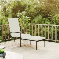 The Living Store Sonnenliege mit Fußhocker PE-Rattan Braun
