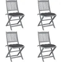 The Living Store Klappbare Gartenstühle 4 Stk. mit Kissen Massivholz Akazie