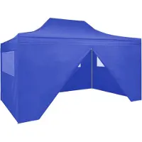 The Living Store Profi-Partyzelt Faltbar mit 4 Seitenwänden 3×4m Stahl Blau
