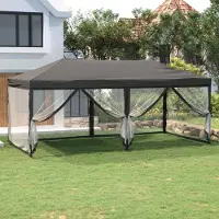 The Living Store Partyzelt Faltbar mit Seitenwänden Anthrazit 3x6 m