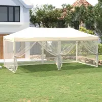 The Living Store Partyzelt Faltbar mit Seitenwänden Creme 3x6 m