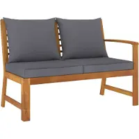 The Living Store Gartenbank 114,5 cm mit Dunkelgrauem Kissen Massivholz Akazie