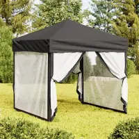 The Living Store Partyzelt Faltbar mit Seitenwänden Anthrazit 2x2 m