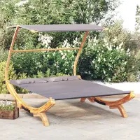 The Living Store Loungebett mit Dach 165x203x138 cm Bugholz Massiv Anthrazit