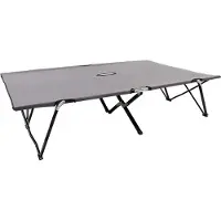 The Living Store Klappbare Sonnenliege für 2 Personen Grau Stahl